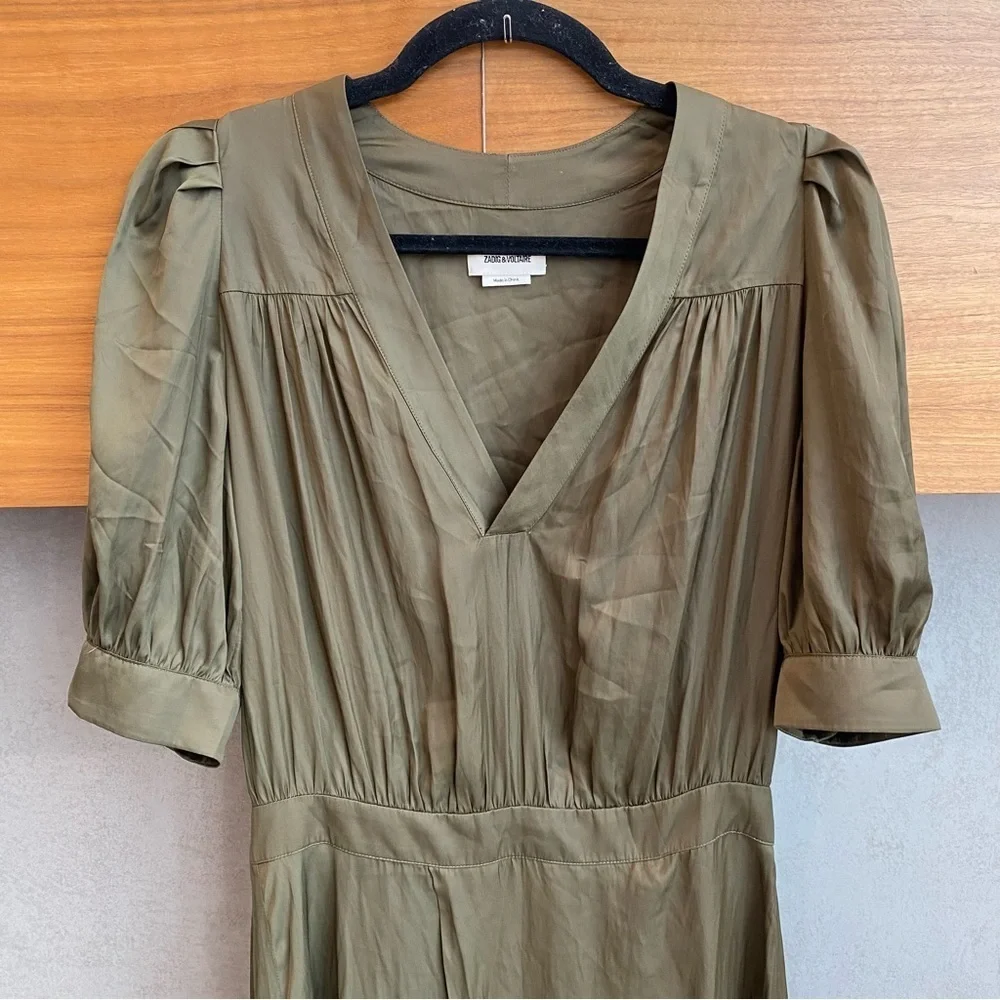 NWT Zadig & Voltaire - Ralia Asymmetric-Hem Satin‎ Midi Dress, Size XS